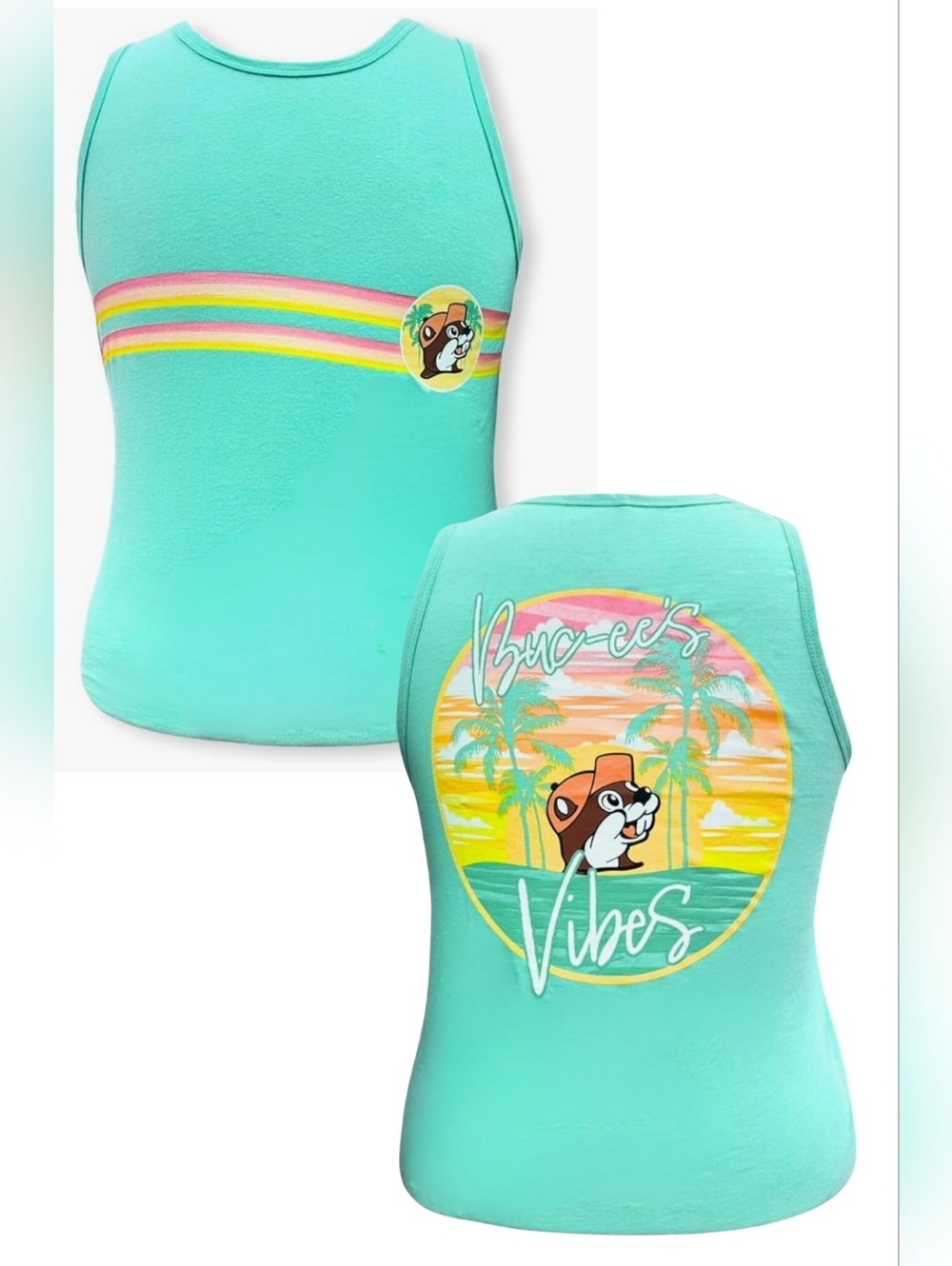 'Buc-ee's Vibes' Graphic Tank Top Size 2X Seafoam Green 3618-CQ